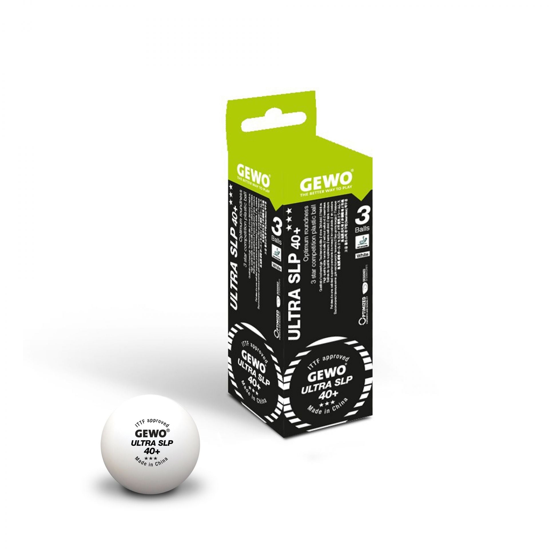 Gewo Ball Ultra SLP 40+ 3-Stern weiß (3 Stk)