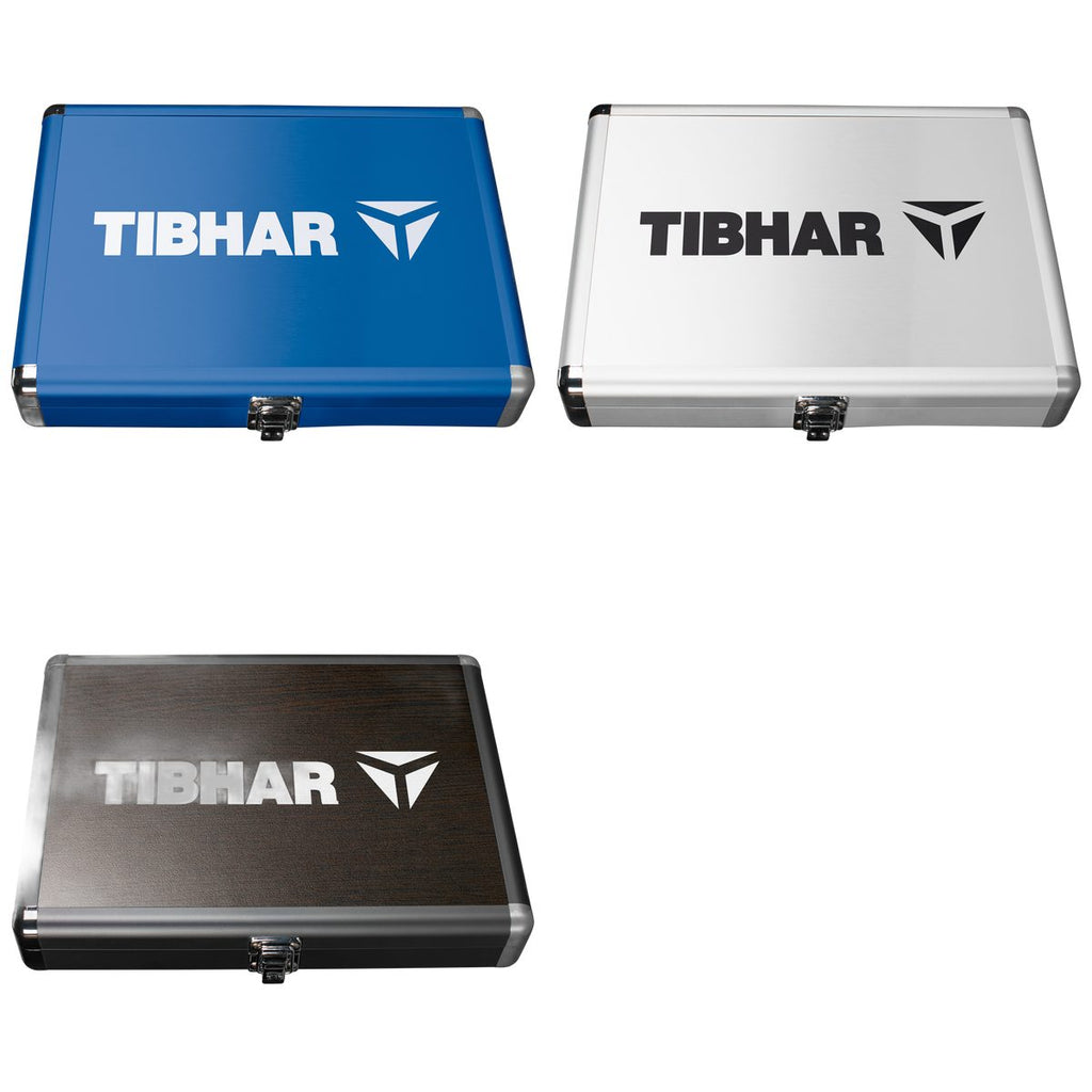 Tibhar Schlägerkoffer Alum Cube Premium II Farbübersicht blau silber holzoptik