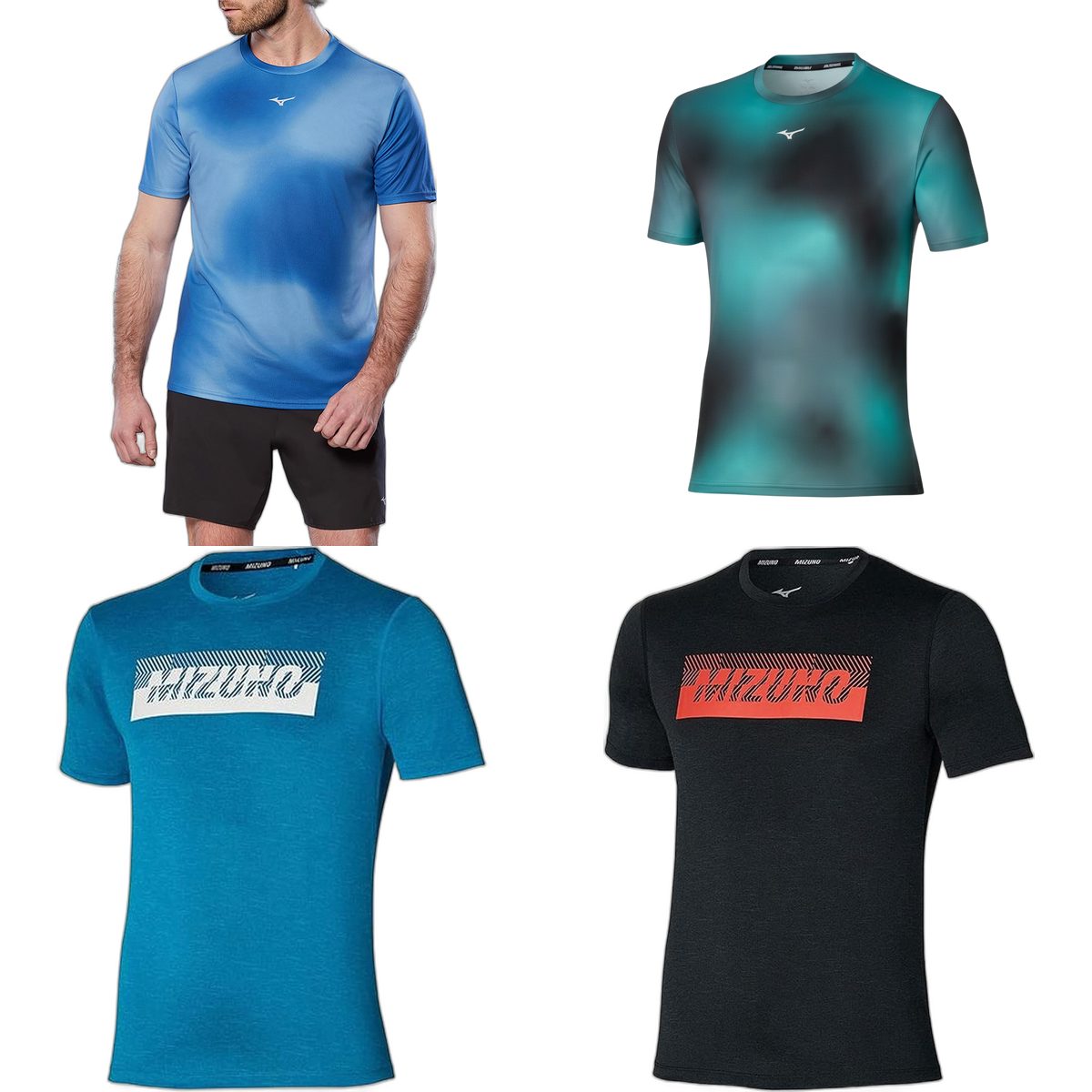 Mizuno Core Graphic Tee Farbübersicht federal blue aquifer mykonos blue black/red logo