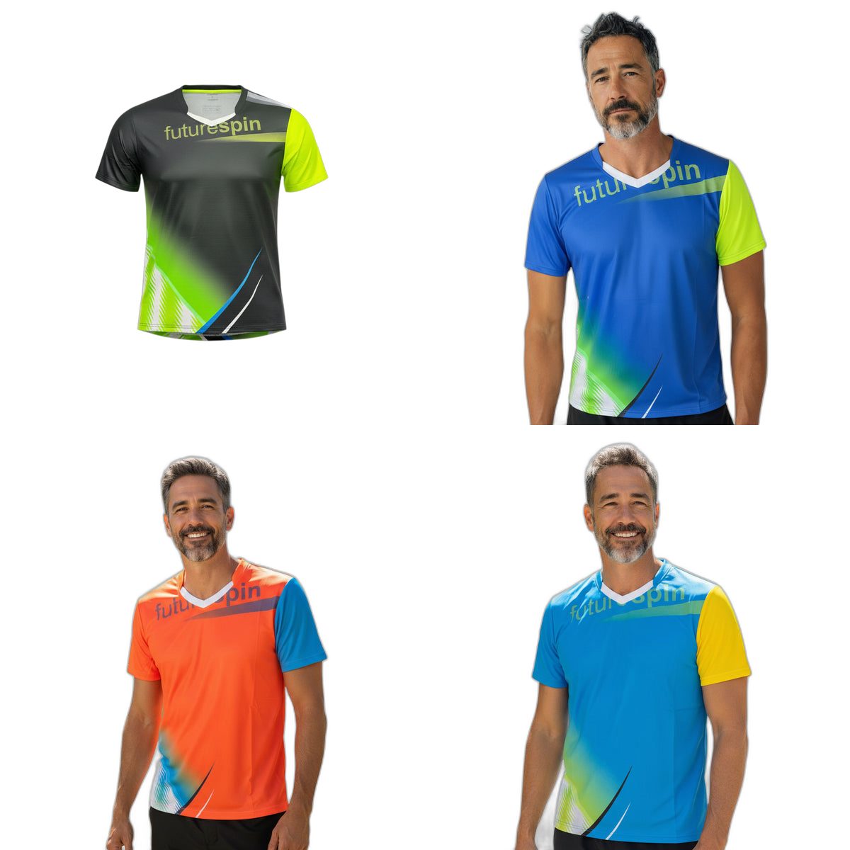 futurespin Shirt Evolution Farbübersicht schwarz/gelb navy/lime orange blau/gelb