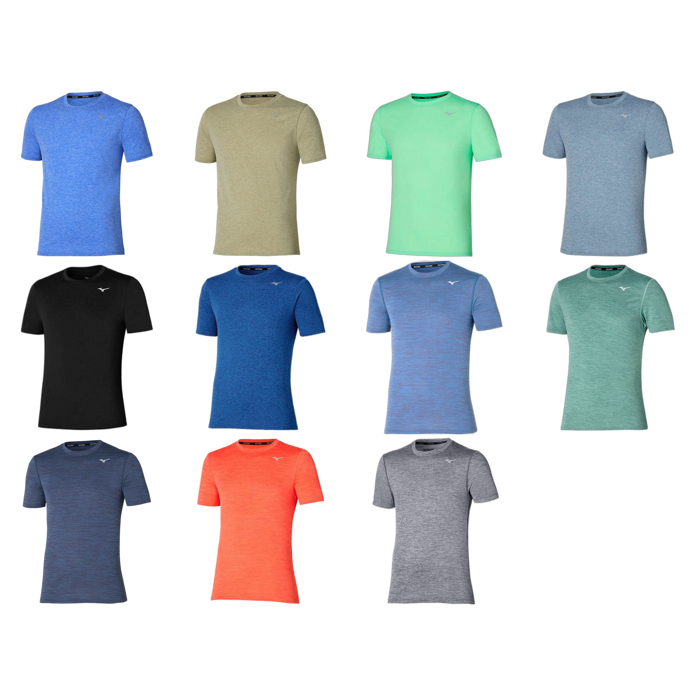 Mizuno Impulse Core Tee Farbübersicht dazzling blue elm neomint citadel schwarz reflexblue parisian blue mineral blue estate blue nasturtium magnet