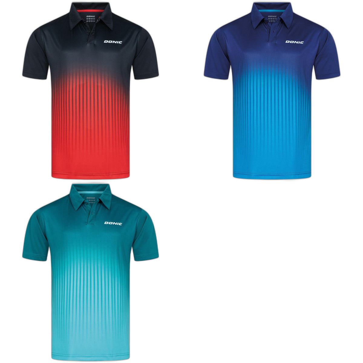 Donic Shirt Nuvon Farbübersicht schwarz/rot marine/cyan grün/hellblau